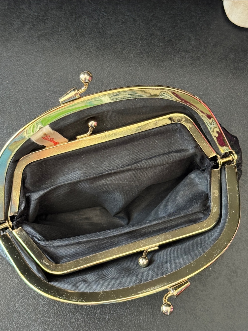 VTG Lee Sands Black Eel Skin Kiss Lock Coin Purse Clutch Wallet - Picture 4 of 9